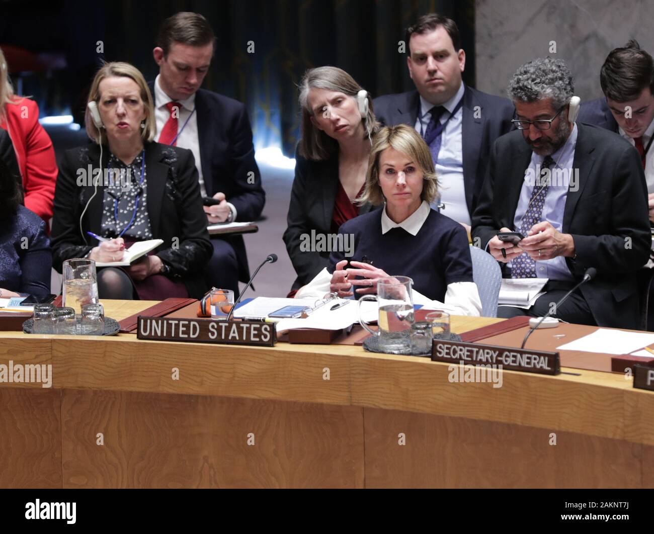 New York, NY, USA. 9th Jan, 2020. United Nations, New York, USA, January 09, 2020 - Kelly Craft, Permanent Representative of the United States of America to the United Nations during the Security Council meeting on maintenance of international peace and security and upholding the United Nations Charter today at the UN Headquarters in New York.Photo: Luiz Rampelotto/EuropaNewswire.PHOTO CREDIT MANDATORY. Credit: Luiz Rampelotto/ZUMA Wire/Alamy Live News Stock Photo