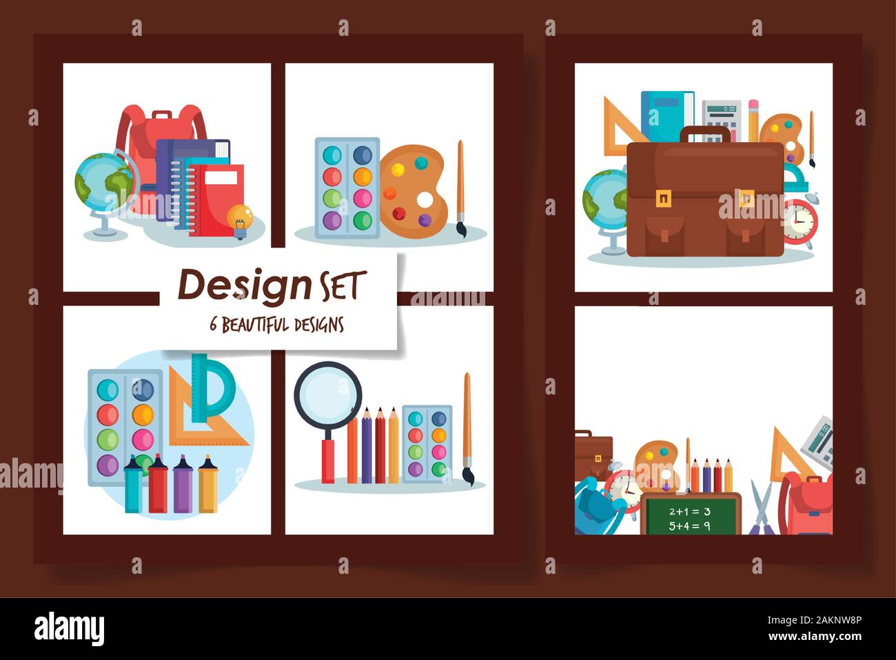 six designs of school education supplies Stock Vector Image & Art - Alamy