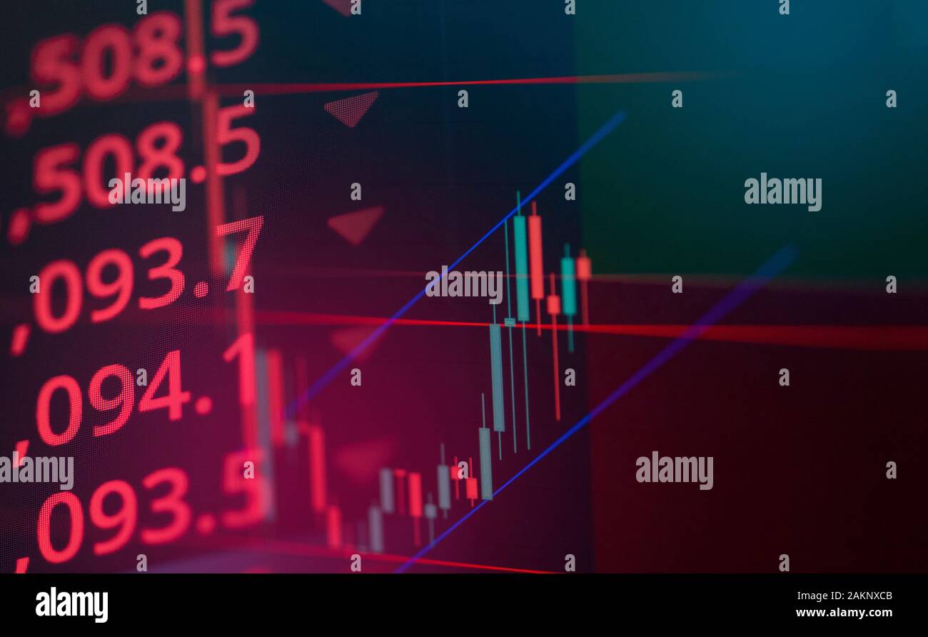 Stock market exchange graph price drop with red numbers investment lose