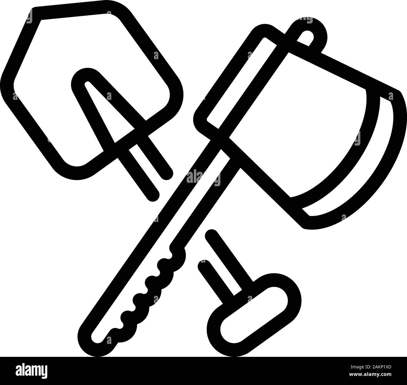 Crossed shovel and axe icon, outline style Stock Vector Image & Art Alamy