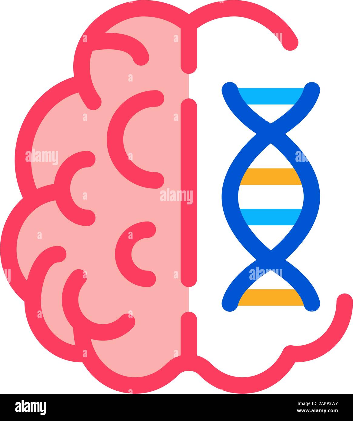 Brain Molecule Icon Vector Outline Illustration Stock Vector
