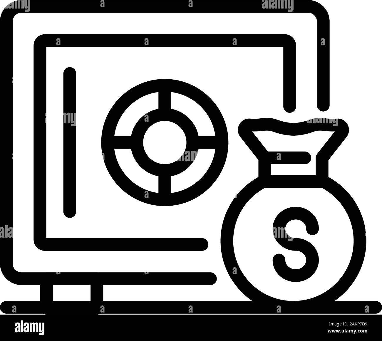 Money bag safe icon, outline style Stock Vector Image & Art - Alamy