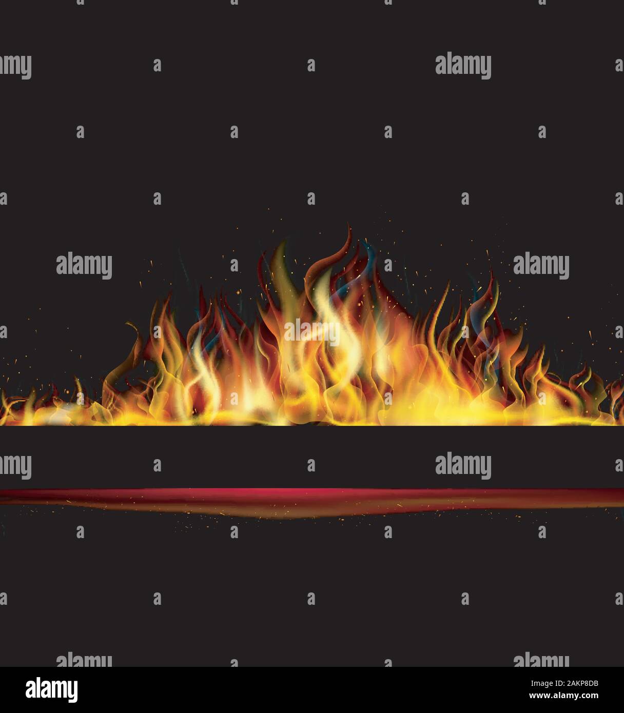 Fire flame on black background. vector Stock Vector Image & Art - Alamy