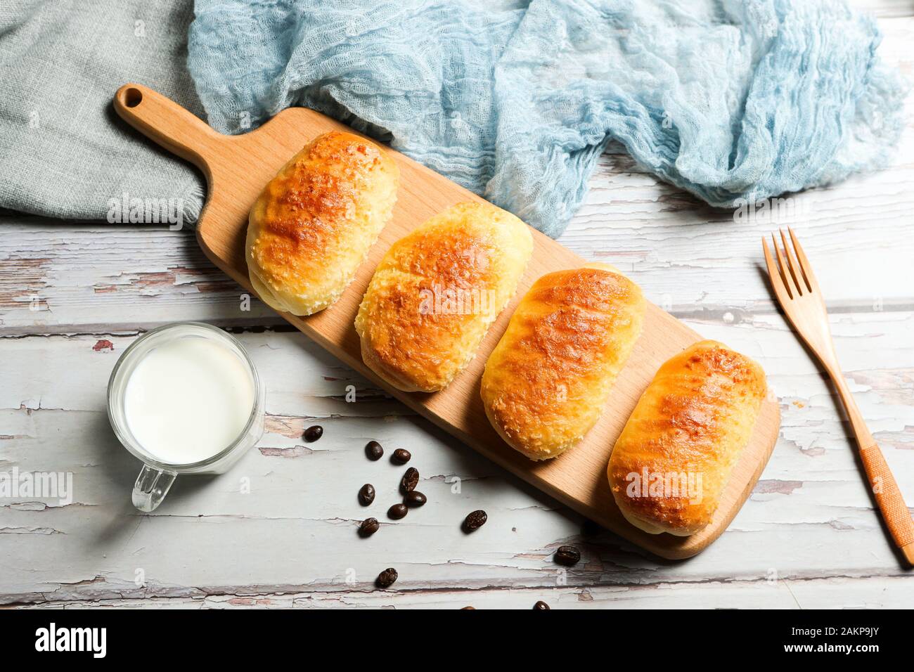 Bread and milk breakfast nutrition Stock Photo Alamy