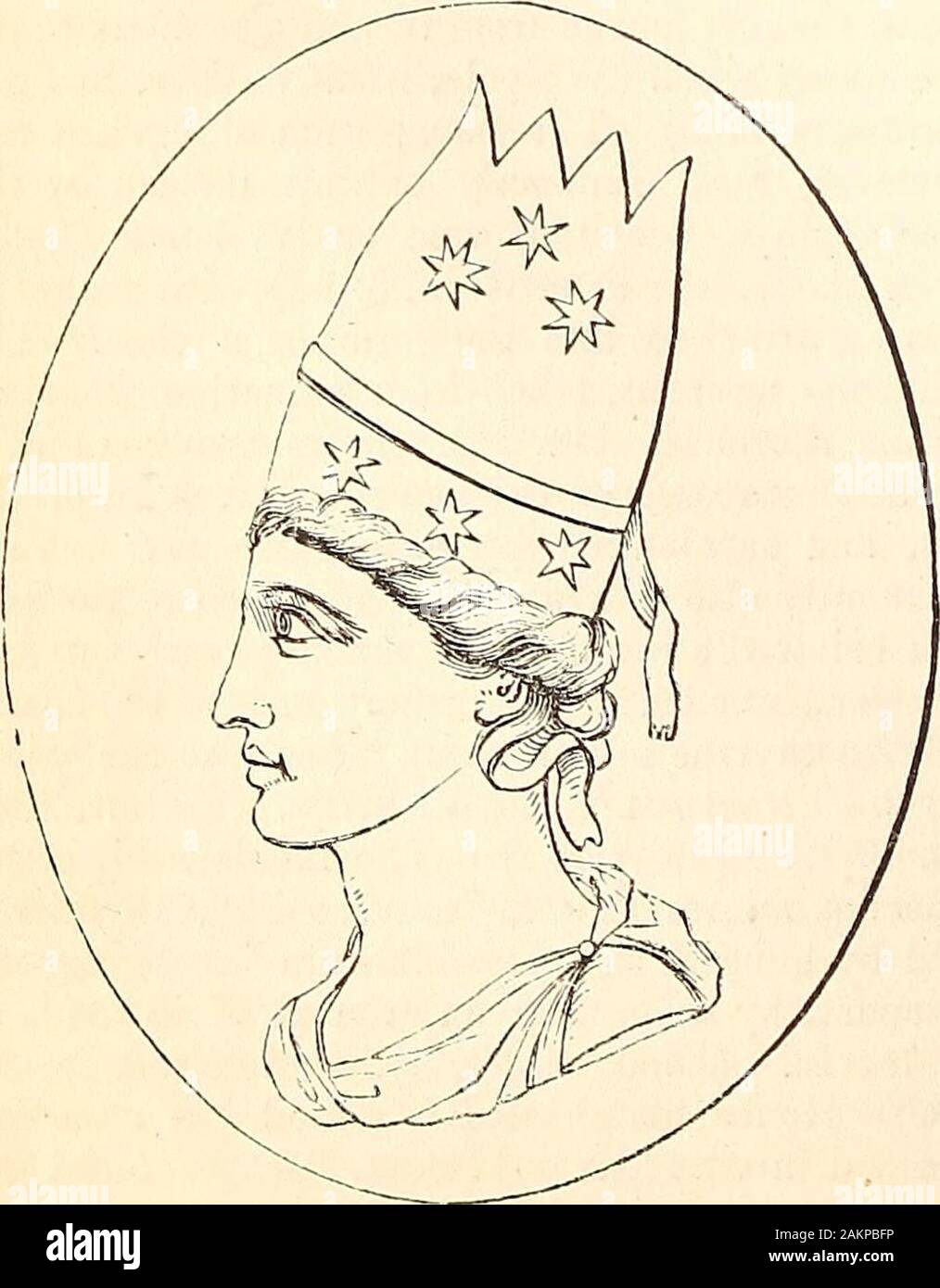 A dictionary of Greek and Roman antiquities.. . is was the head-dress which character-ized the north-western Asiatics, and more especiallythe Armenians (Xen. Cyr. 1. § 13; Sueton. Nero,13), the Parthians, and the Persians (Herod, iii.12 ; Philost. Sen. Imag. ii. 31 ; Plaut. Pers. iv.2. 2), as distinguished from the Greeks and Ro-mans, whose hats fitted the head or had only alow crown. The Mysian hat, or Phrygian bon-net, as it is now called [Pileus, p. 919, b.], wasa kind of tiara (Virg. A en. vii. 247; Servius, in loc;Sen. Thyest. iv. 1. 40, 41 ; Philostr. Jun. Imag.8), formed with lappets to Stock Photo