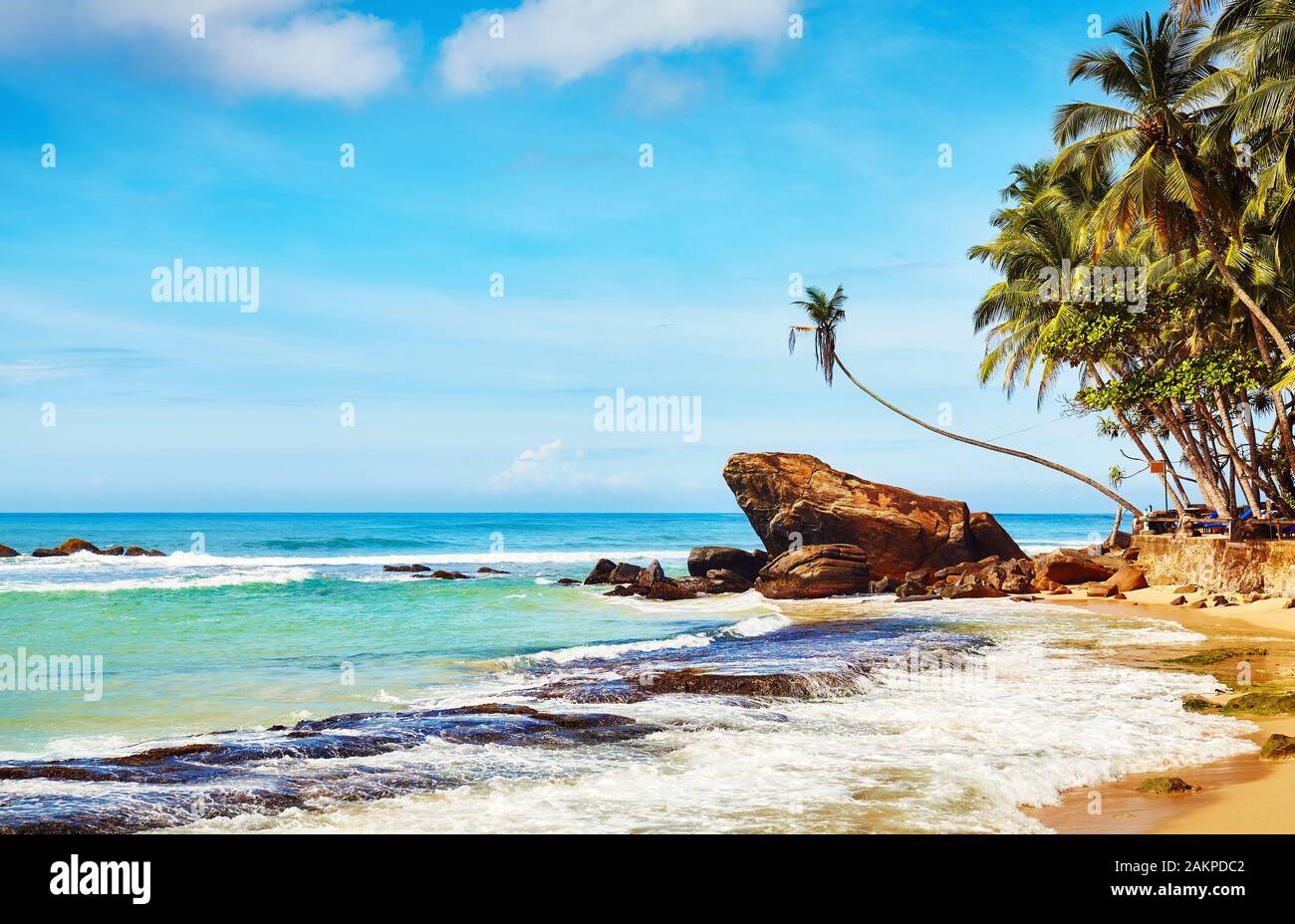 Tropical beach, summer vacation concept, Sri Lanka. Stock Photo