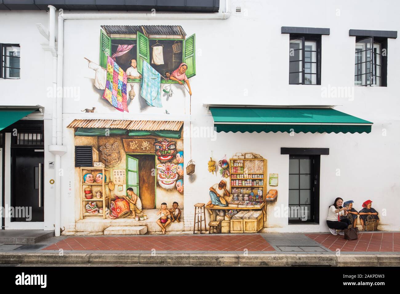 Beautiful wall art painting by local street artist Yip Yee Chong