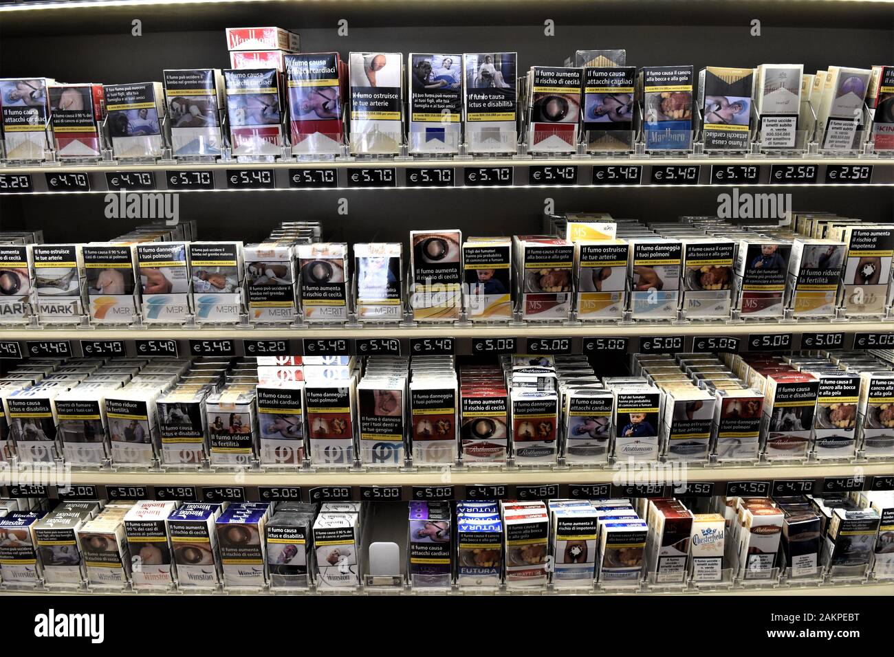 PACKS OF CIGARETTES FOR SALE IN A SHOP Stock Photo Alamy