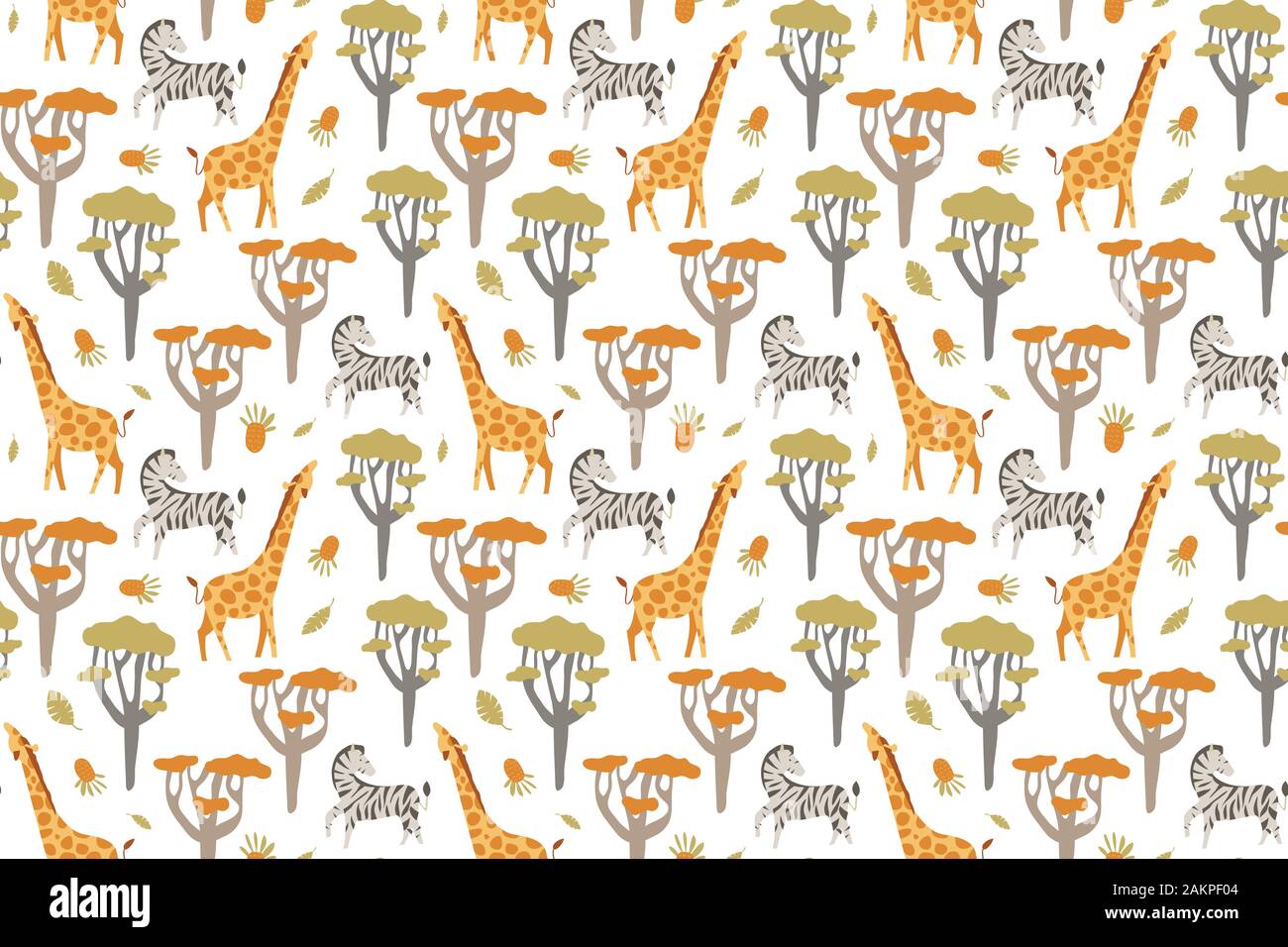 Seamless pattern zebra and giraffe with african concept. creative pattern texture for fabric, wrapping, textile, wallpaper, apparel. Stock Vector