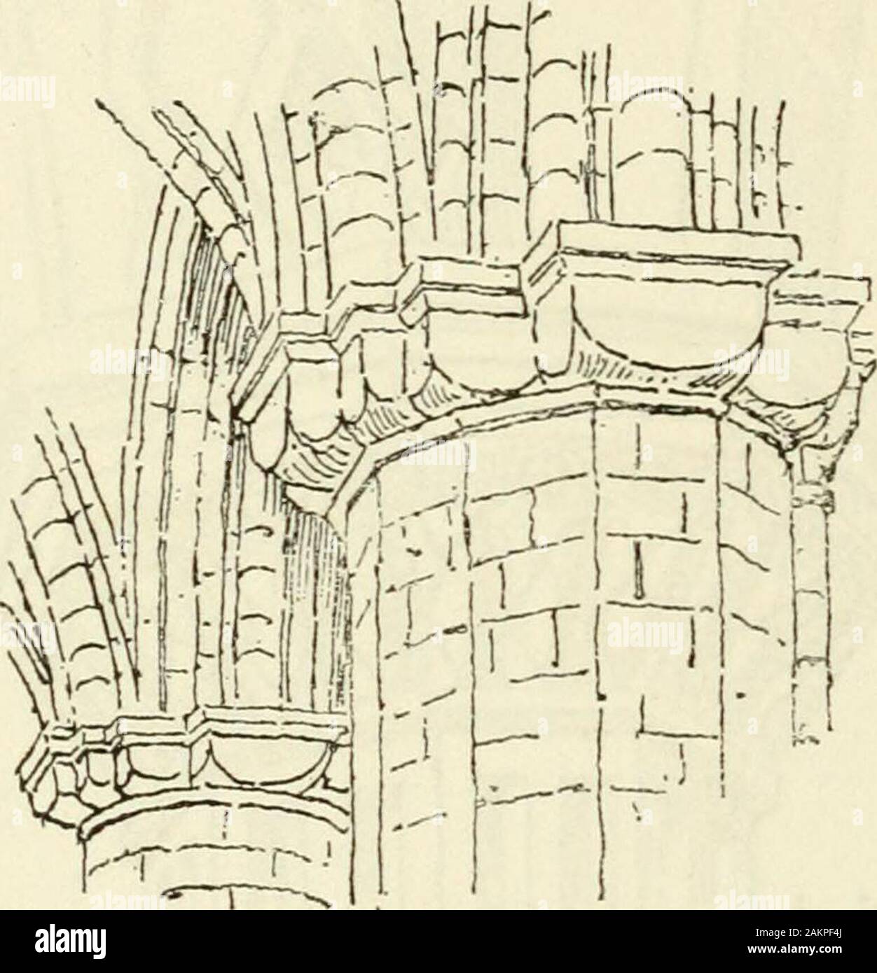 Byzantine and Romanesque architecture . Fig. 133- The sternest Norman work in England is that of the s. AibansAbbey at S. Albans, of which the earlier part was builtby Abbot Paul between 1077 and 1088. Here there areabsolutely no mouldings on the edge of pier and arch.The material employed had no doubt something to dowith this, being chiefly brick from the Roman city ofVerulam, and the remains of the Saxon church which Elstow Peter-boroughcathedral 230 ENGLAND—NORMAN PERIOD [ch. xxvii Abbot Paul pulled down. Among them are many of thebalusters which have already been noticed as peculiar toSaxo Stock Photo