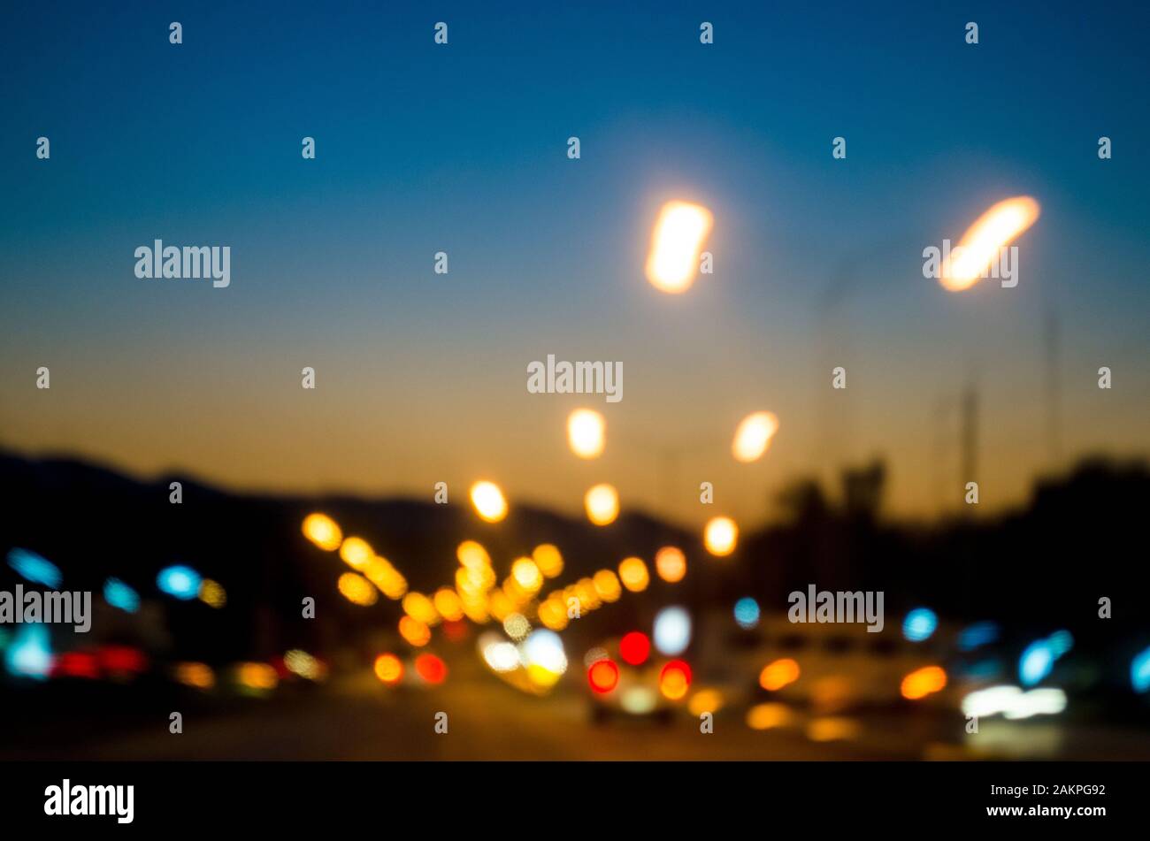 defocused of road lights Stock Photo