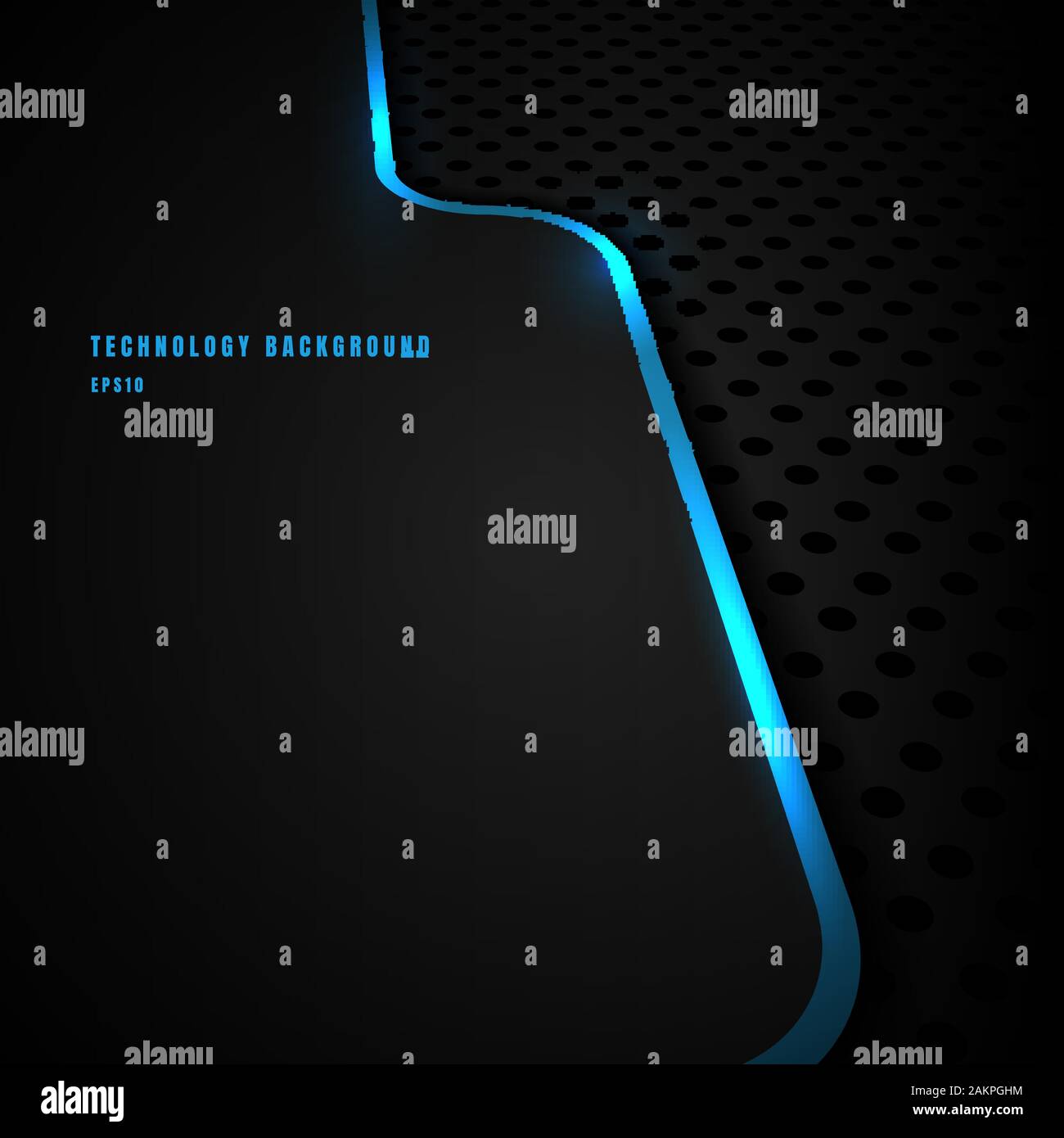Abstract template blue vertical line and lighting separate perspective on black background and texture. Technology concept. You can use for corporate Stock Vector