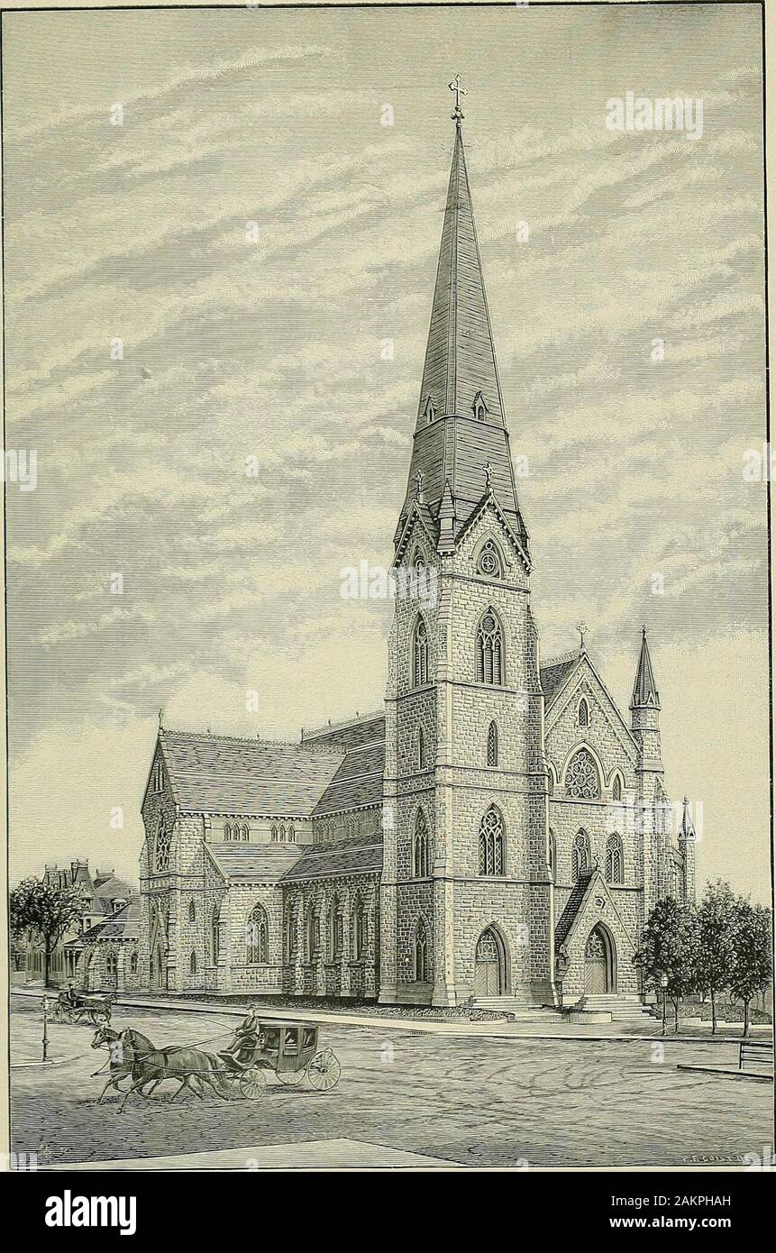 History of Essex County, Massachusetts : with biographical sketches of many of its pioneers and prominent men . iu 1849, and in October,1850, to Lawrence. During Father Taaffes ministry the wooden churchbuilding gave place to the large brick church of thesame name. He also built the Protectory of MaryImmaculate, an orphan asylum and home for inva-lids, being aided in this latter work by the CatholicFriends Society, a society organized by him in 1856.This asylum was completed and dedicated February9, 1868, and on its completion it was placed underthe charge of the Sisters of Charity, or The Gre Stock Photo