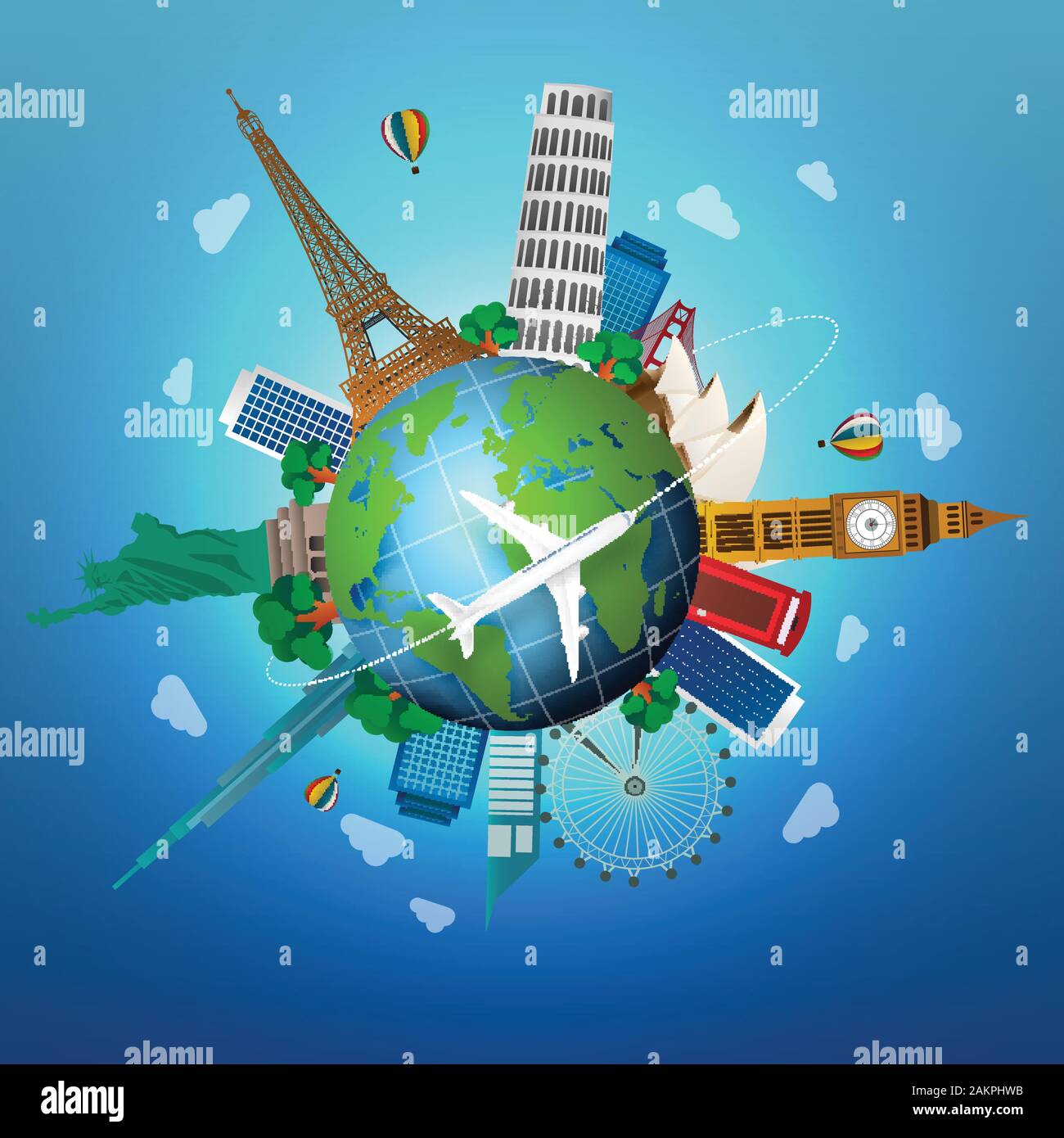 The concept of travel. famous monuments of the world. vector Stock ...