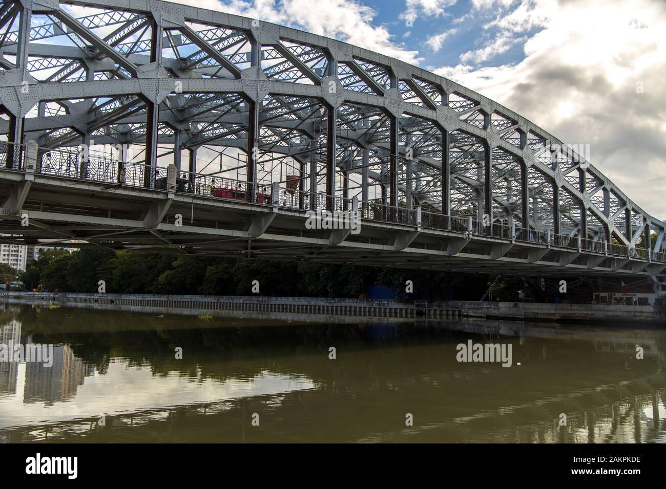 Dec 31, 2019 Manila downtown cityscape seen from the Pasig river, Manila, Philippines Stock Photo