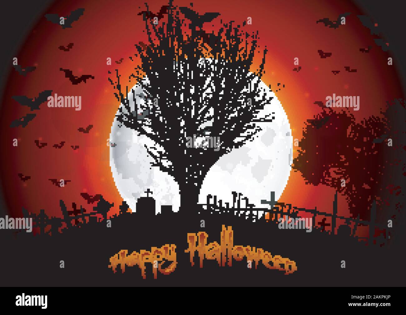 Halloween grave on full moon background Stock Vector Image & Art - Alamy