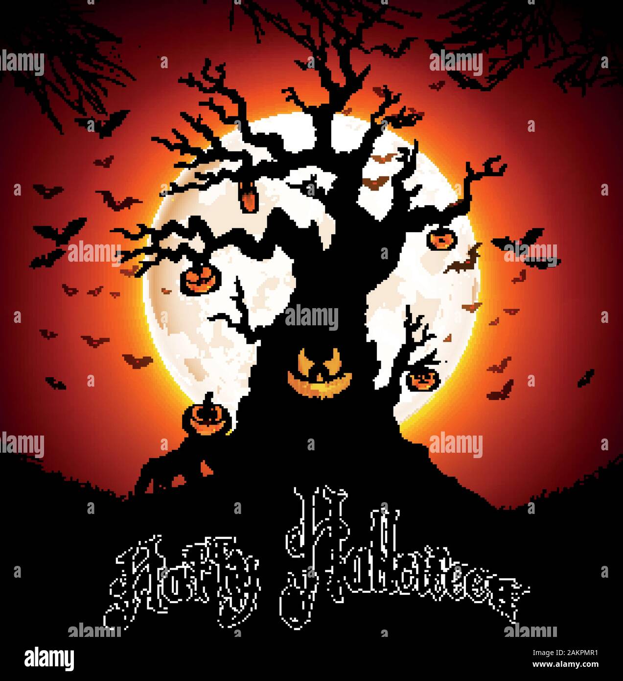 Halloween background on the full moon Stock Vector Image & Art - Alamy