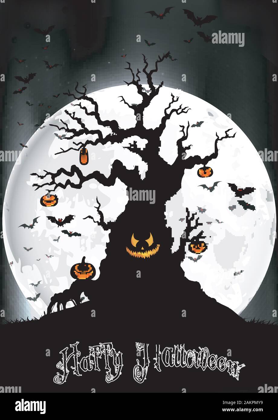 Halloween background on the full moon. vector Stock Vector Image & Art ...