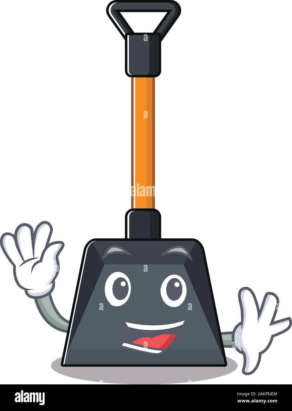 Waving friendly snow shovel cartoon character design Stock Vector Image