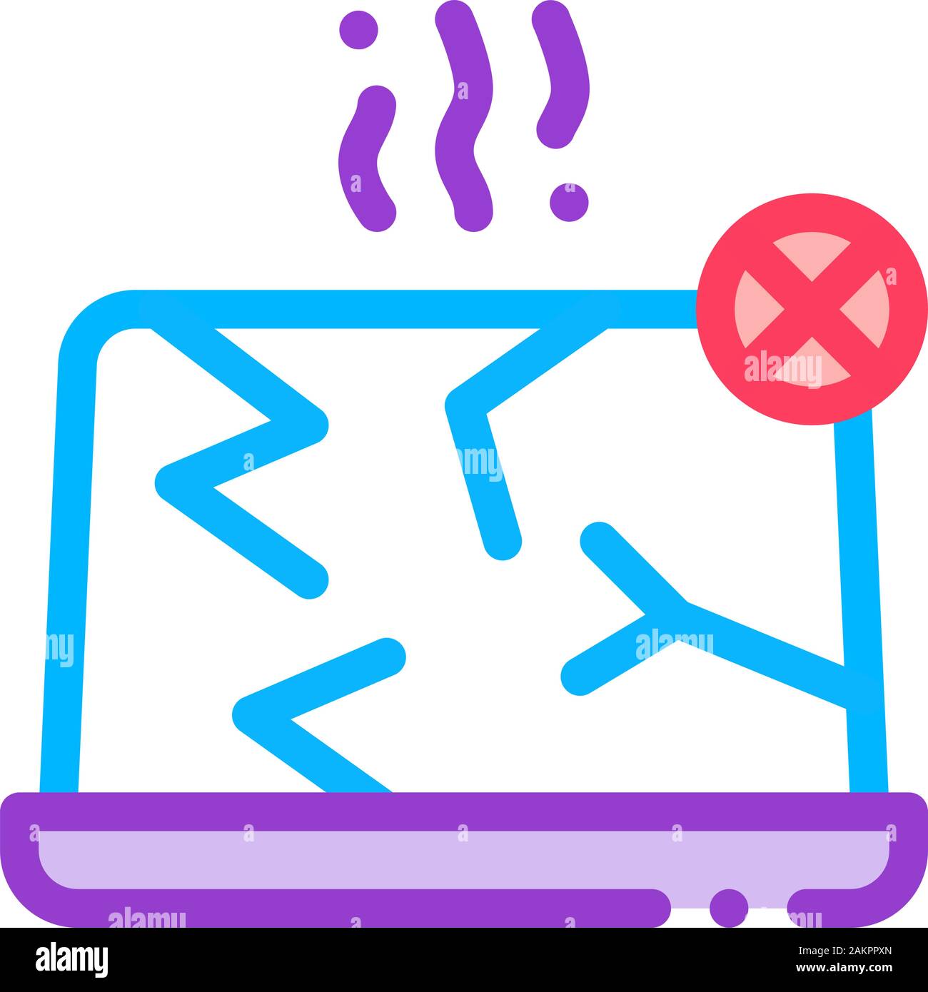 Wrecked Laptop Icon Vector Outline Illustration Stock Vector