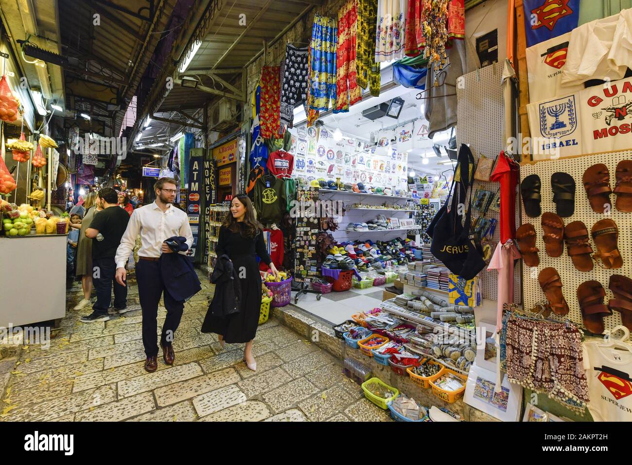 Andenkengeschäfte, Basar, Altstadt, Jerusalem, Israel Stock Photo