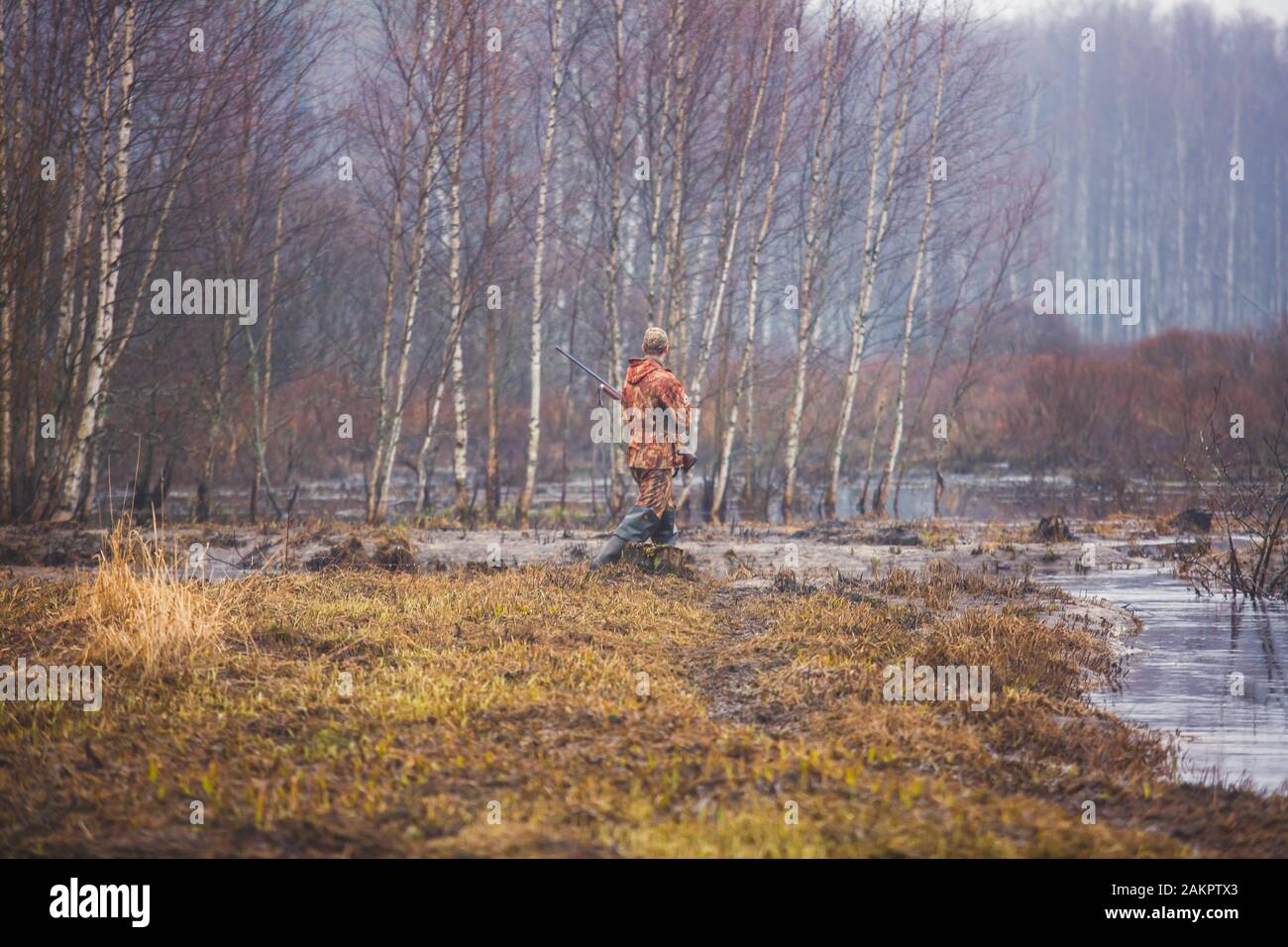 A process of hunting during hunting season, process of duck hunting