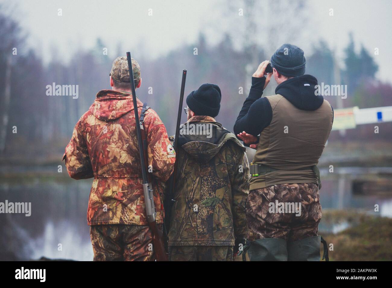 A process of hunting during hunting season, process of duck hunting
