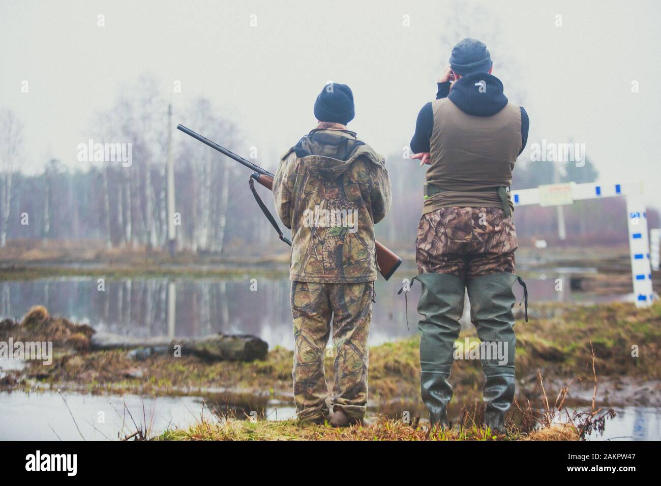 A process of hunting during hunting season, process of duck hunting