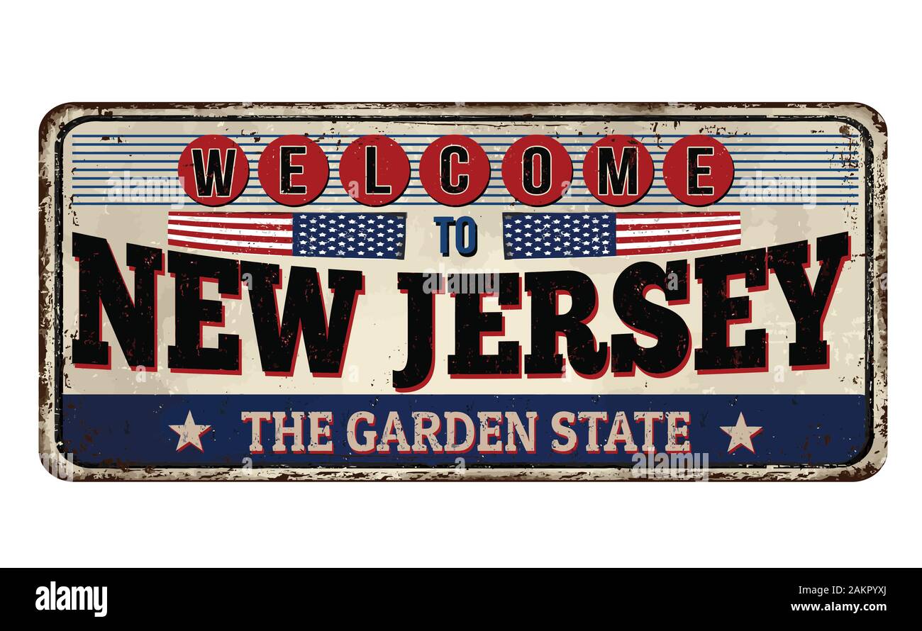 Welcome To New Jersey Vintage Rusty Metal Sign On A White Background Vector Illustration Stock