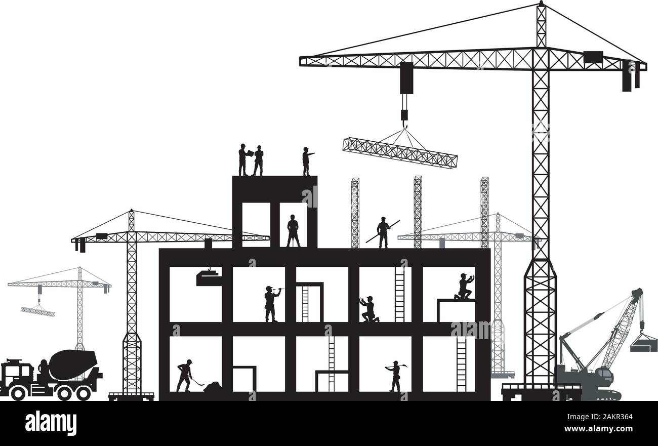 Black background construction icons set on gray. vector Stock Vector ...