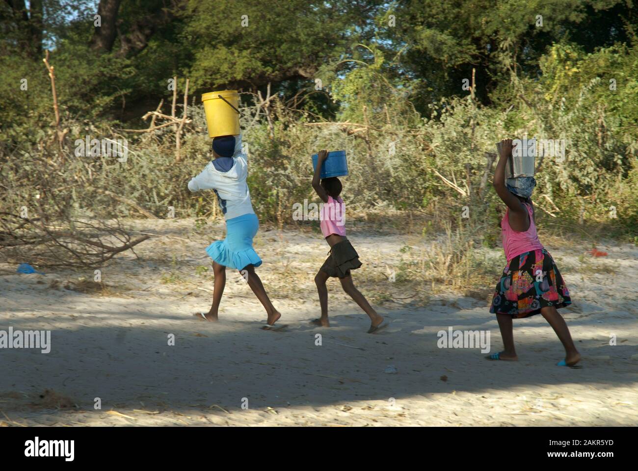 Women collecting water in buckets, Mwande, Zambia Stock Photo Alamy