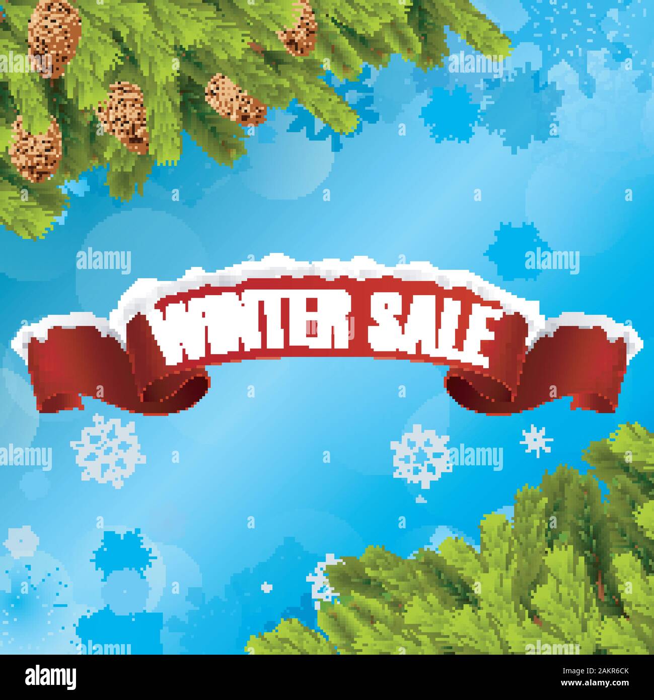 Winter sale background banner and christmas tree. vector Stock Vector ...