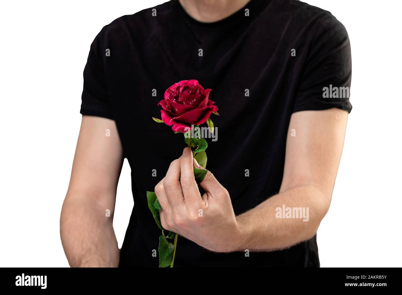 black t shirt red rose