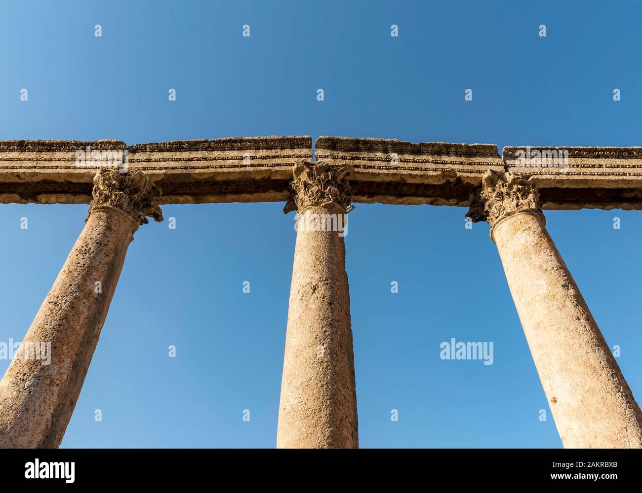 Row of columns of Roman Forum, Amman, Jordan Stock Photo