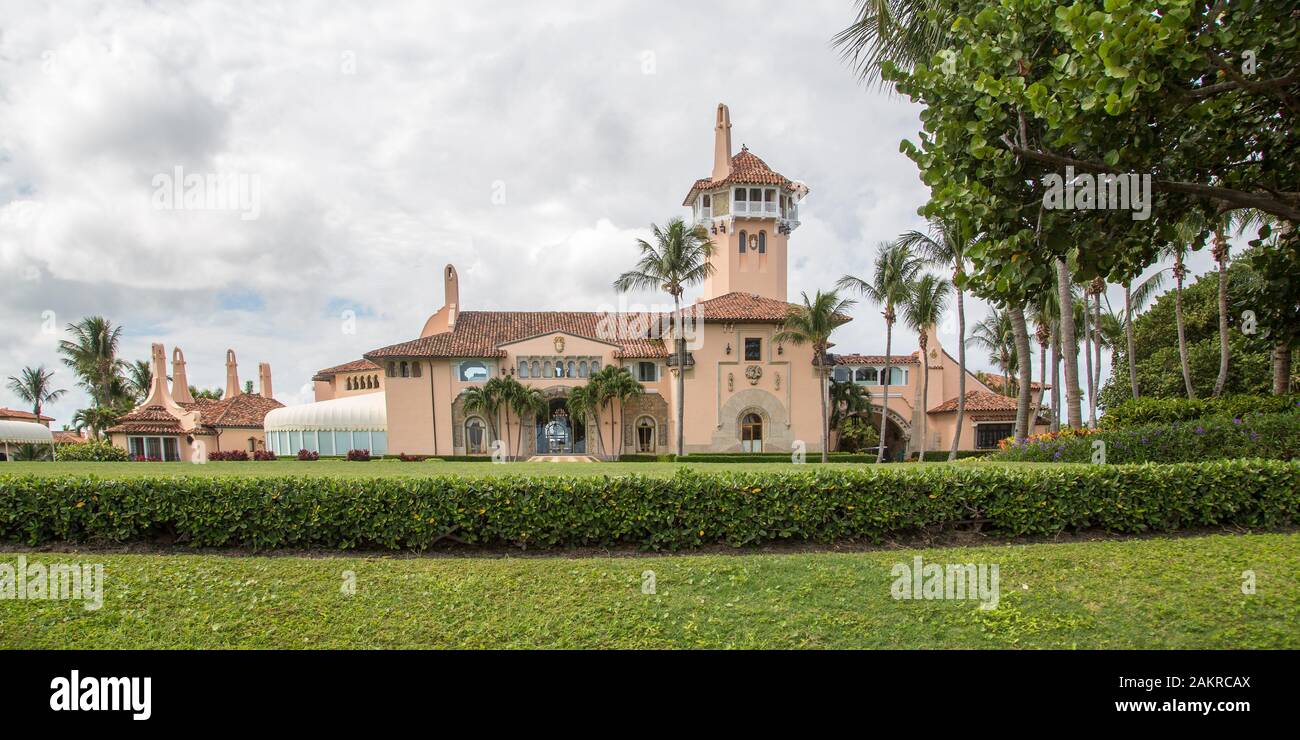 Private Club Mar-a-Lago, estate of Donald Trump, Palm Beach, Florida, USA Stock Photo