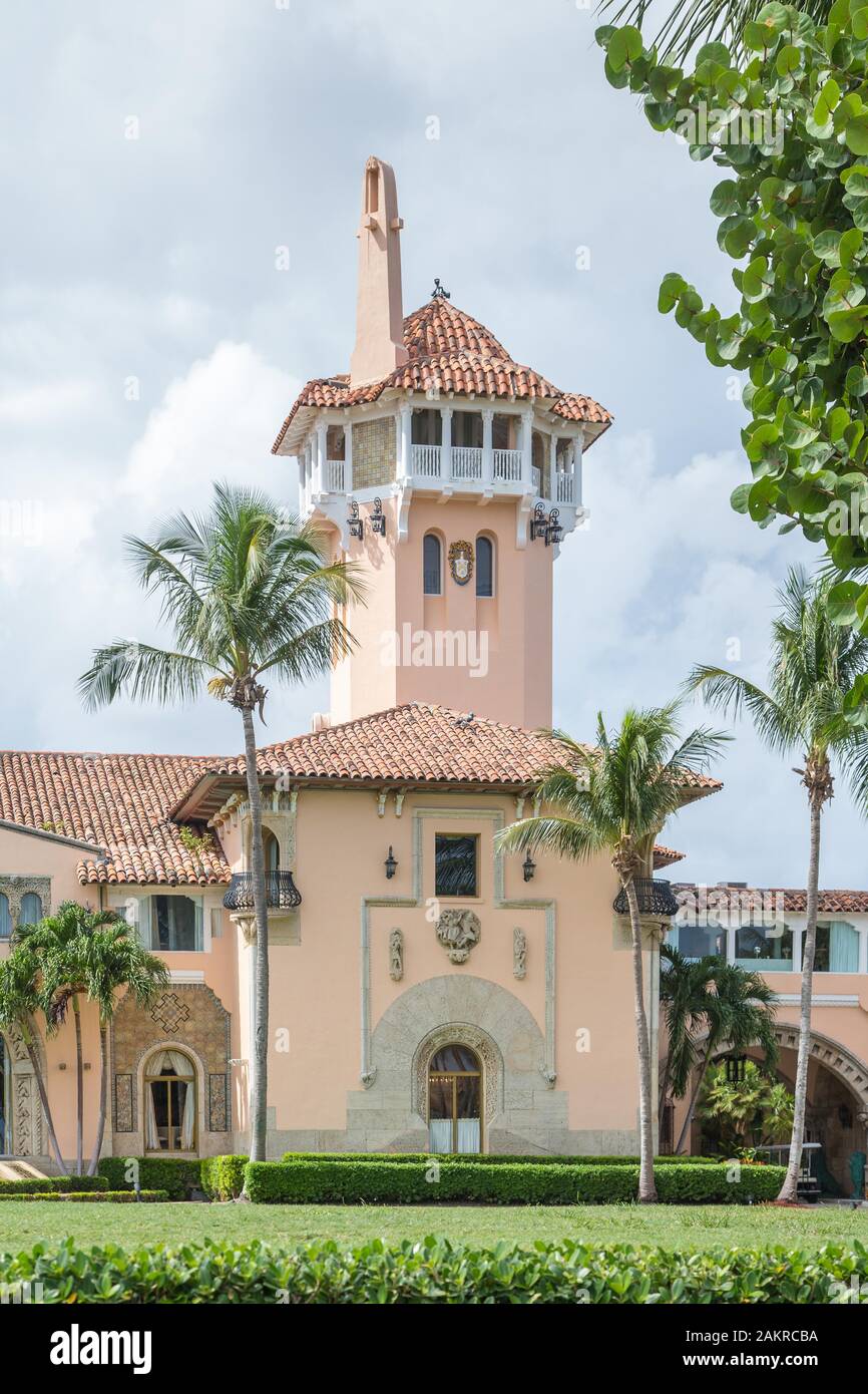 Private Club Mar-a-Lago, estate of Donald Trump, Palm Beach, Florida, USA Stock Photo
