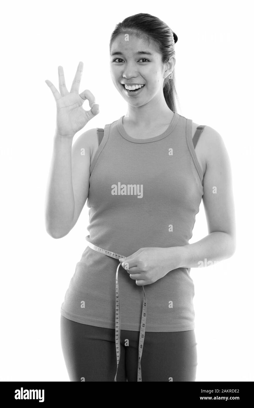 Lady measuring Black and White Stock Photos & Images - Alamy