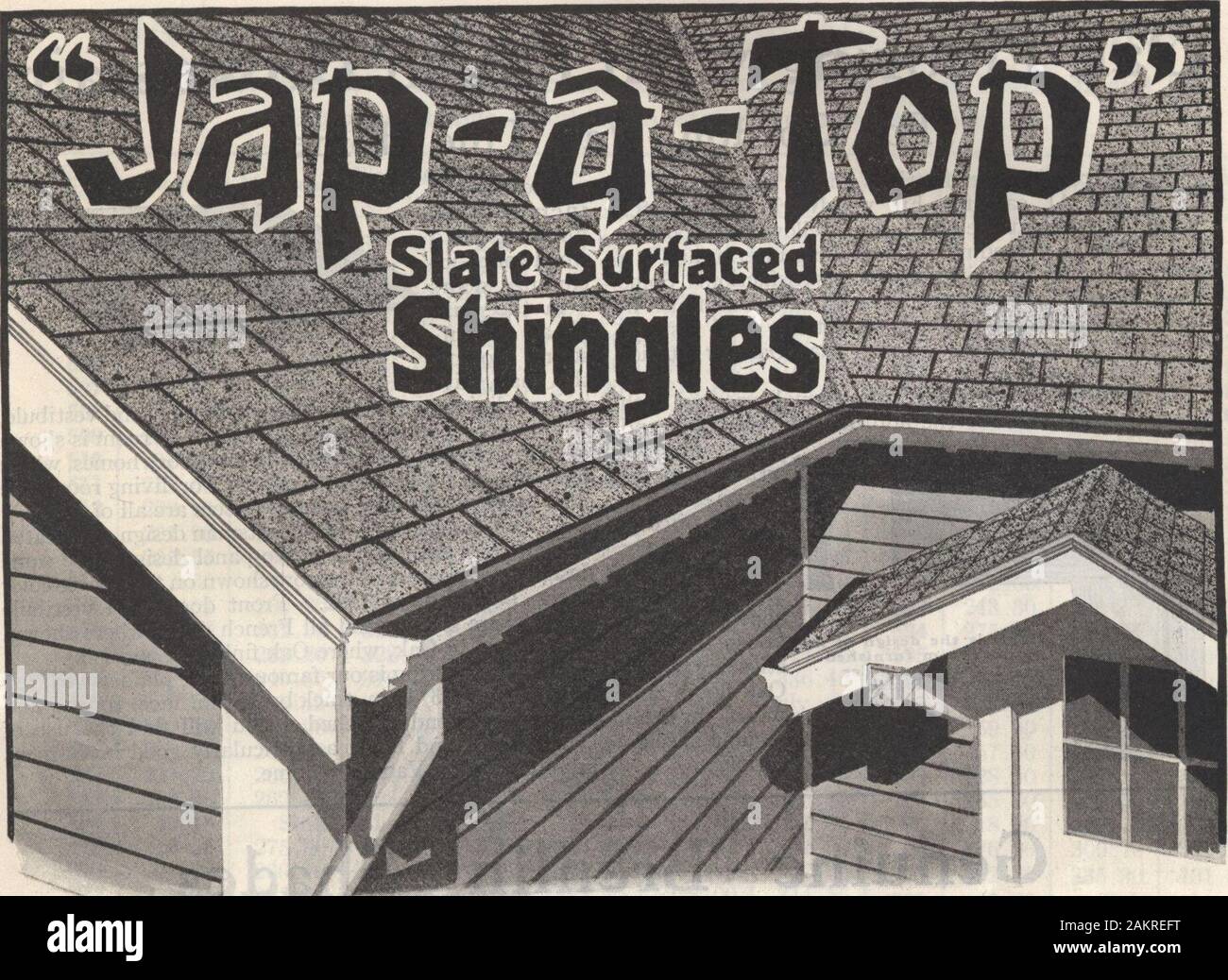 Gordon-Van Tine homes . Guaranteed Prices-No Extras P^.Sk^^jSk^ Page 135. Jap-a-Top Slate SurfacedAsphalt Shingles For Gordon-Van Tine Homes In the fourth price column on page 140, we show the additional sumnecessary to secure Jap-a-Top Slate Surfaced Asphalt Shingles, and thesemi-solid roof sheathing necessary to lay them on all Gordon-VanTine Homes. In our regular specifications as shown on page 140, wespecify 5 to 2 extra clear Red Cedar shingles and No. 2 Yellow Pinesheathing spaced about 2 inches apart. In various places fire ordinances, etc., require a fire-resistmg roof. Ifyou live in a Stock Photo