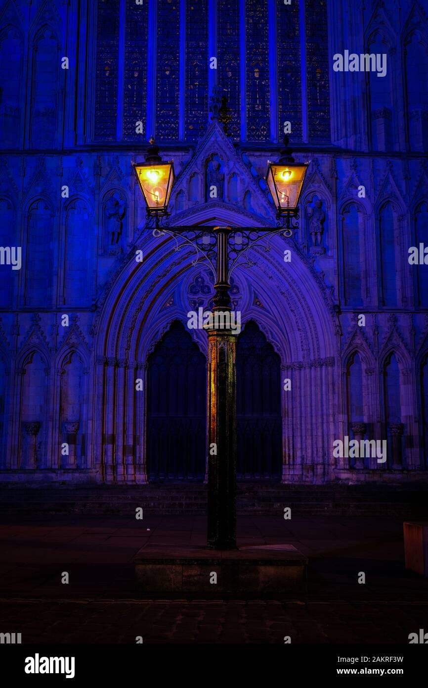 York Uk Old Fashioned Lamps Outside The West End Doors Of York