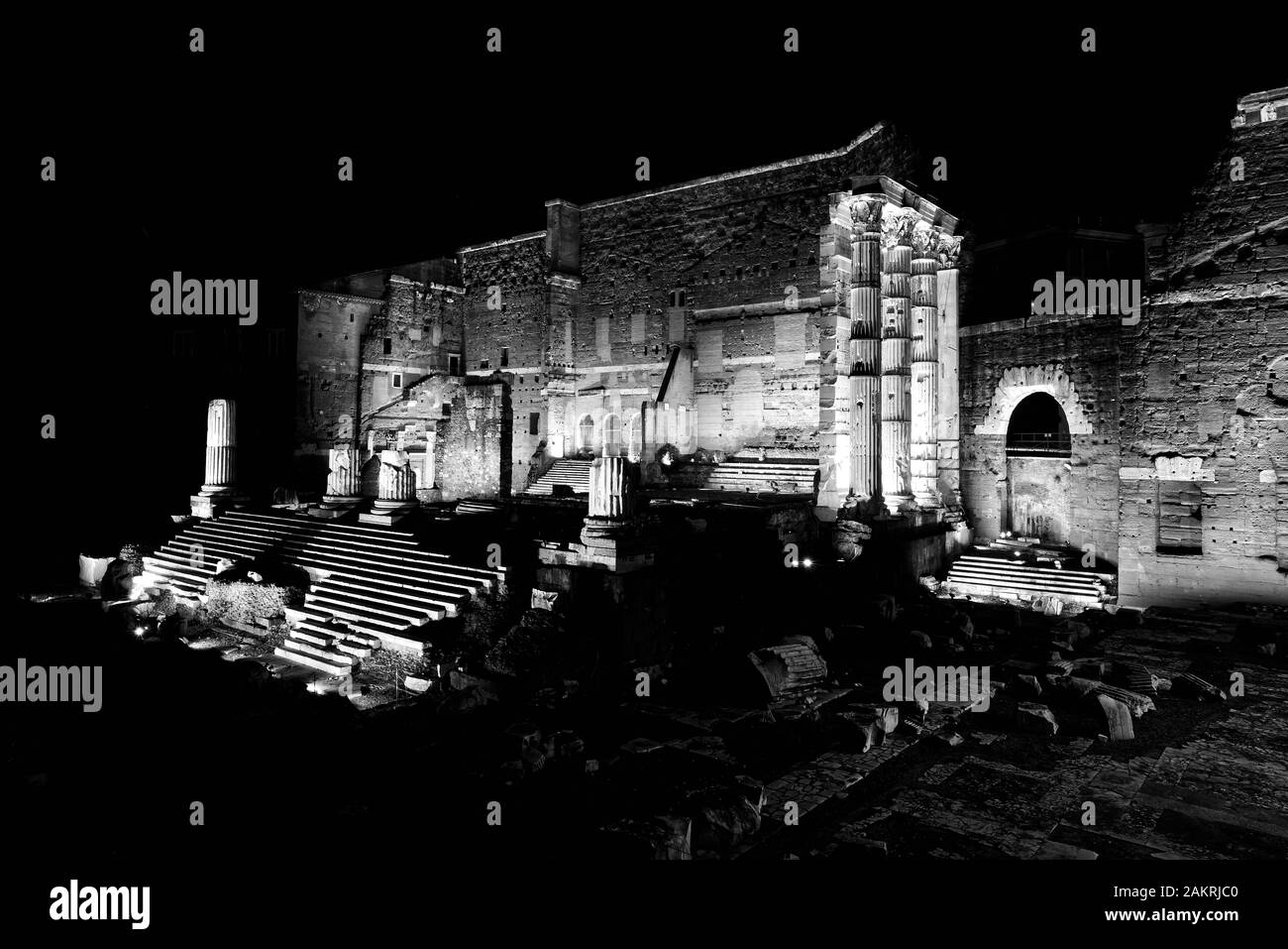 Ancient ruins of the Trajan's Forum in Rome Stock Photo