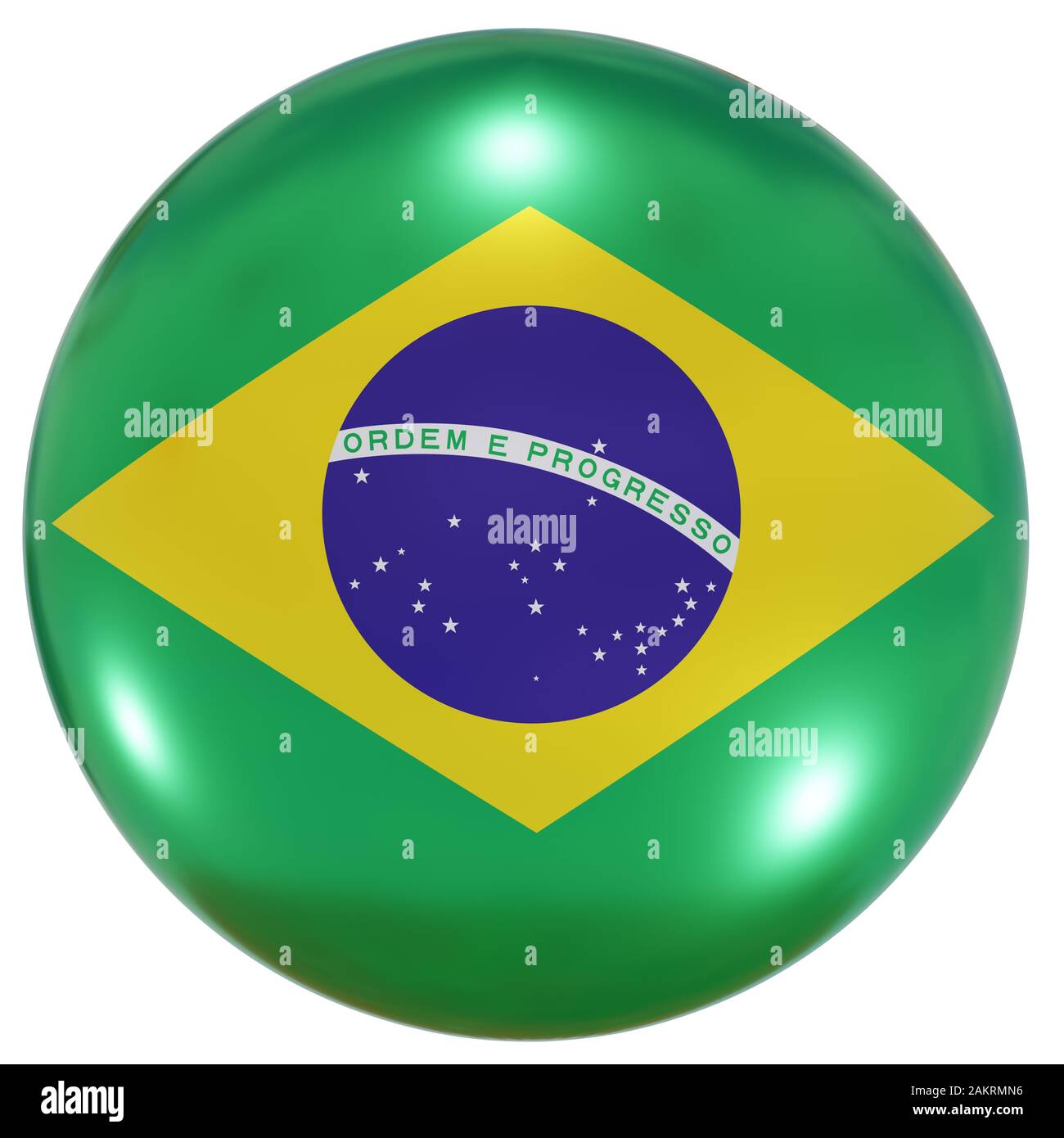 3d Rendering Of A Brazil National Flag On A Circle Icon Isolated On White Background Stock Photo Alamy