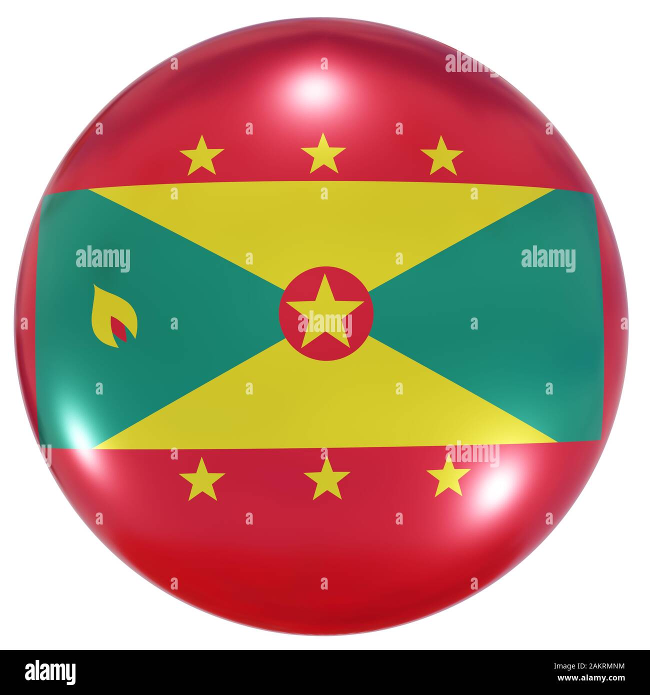 3d rendering of a Grenada national flag on a circle icon isolated on white background Stock Photo