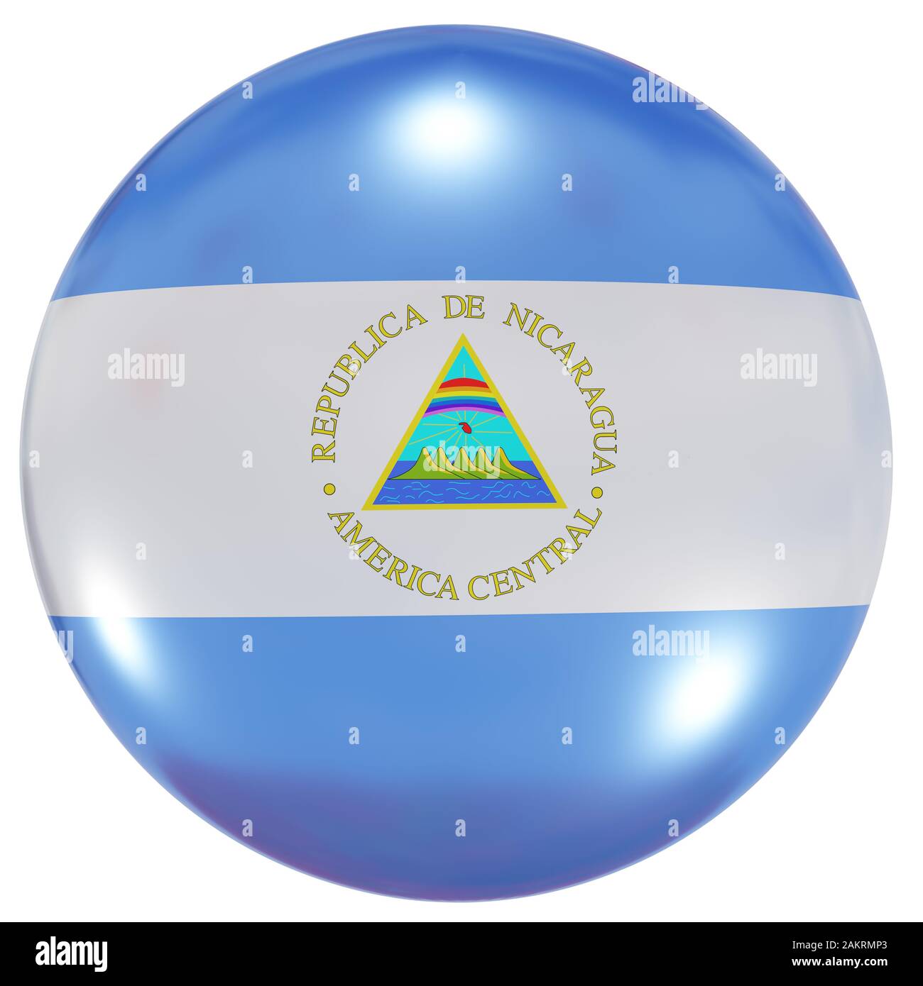 3d rendering of a Nicaragua national flag on a circle icon isolated on ...