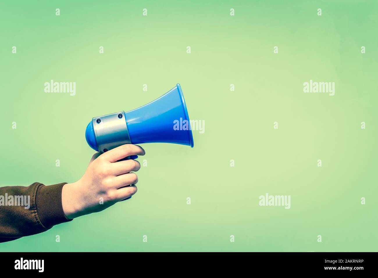 Retro style megaphone announcement background with vintage border and