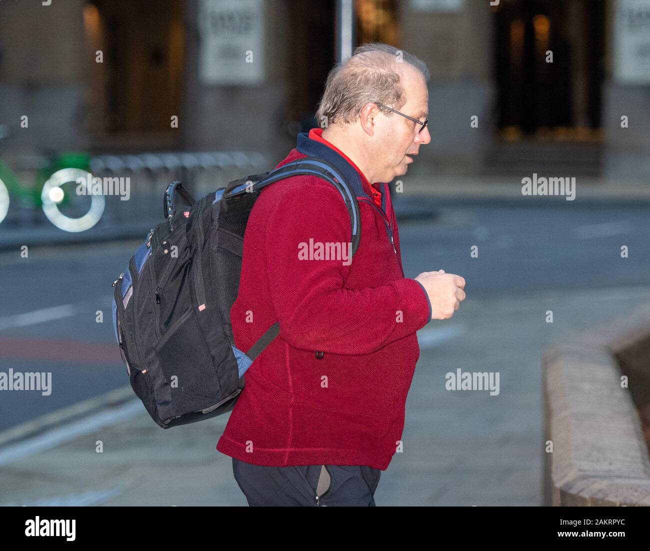 Carl Tiltman arrives at Southwark Crown Court, London, where he will be sentenced for fraud after admitting to conning the Ministry of Defence into buying equipment with a value of more than £800,000 that he knew was useless. Stock Photo