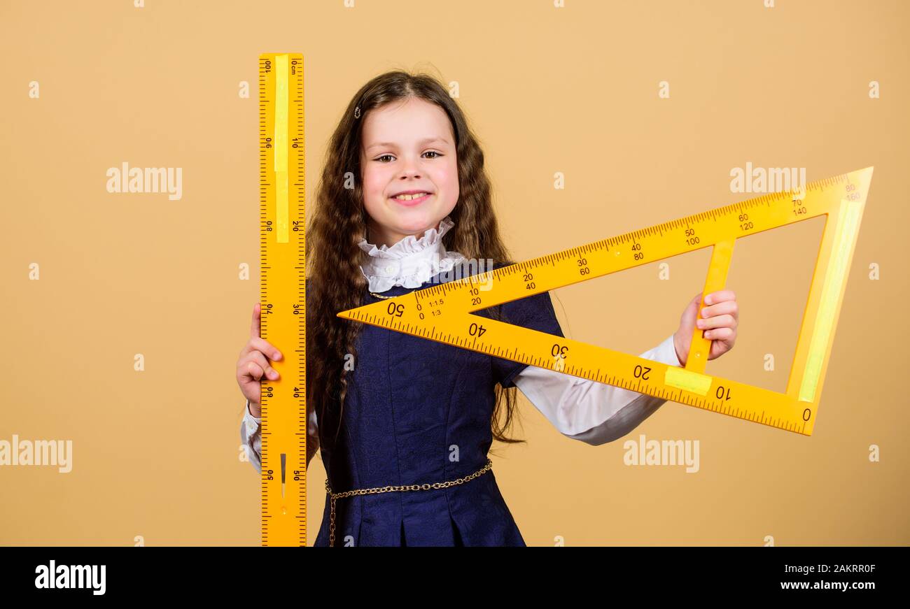 Pupil Using Ruler Education and school concept. Smart and clever concept. Sizing and ...