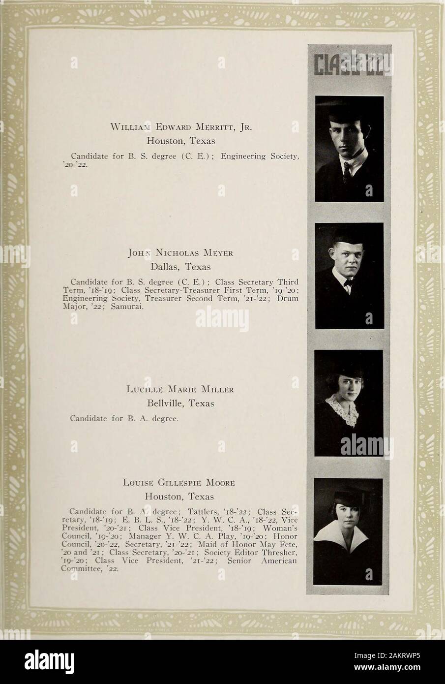 The Campanile . -, 22; Chain Gang; Y. M. C. A. Henry Philip MathieuHouston,  Texas Candidate for B. S. degree (K. K.). Benjamin Foster jMayer  Bartlesville, Oklahoma Candidate for B. A. degree: