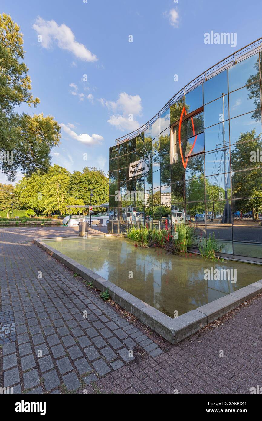 Muelheim - View to House Ruhrnature, which was established in 1992 by the Rhine-Westfalian Water Company  North Rhine Westphalia, Germany, Muelheim, 3 Stock Photo