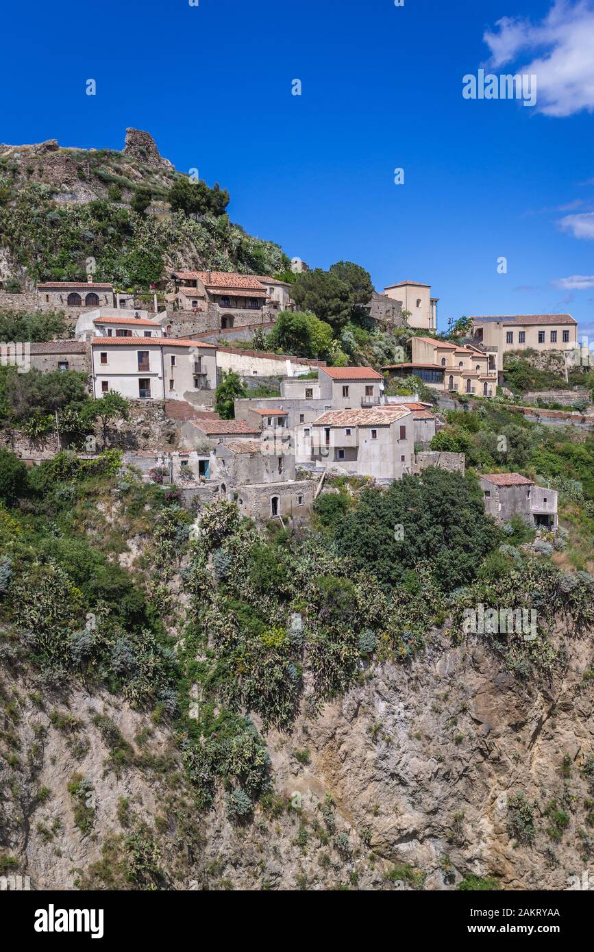 Houses in Savoca comune, famous for filming locations of The Godfather movies on Sicily Island in Italy Stock Photo