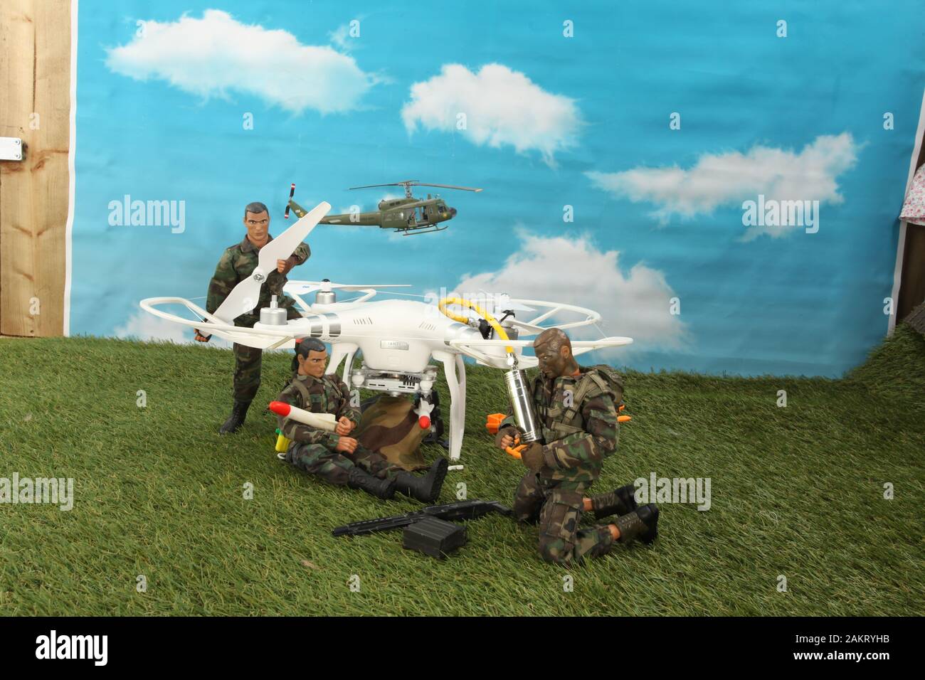 military unmanned aerial vehicle, Iran war diorama Stock Photo